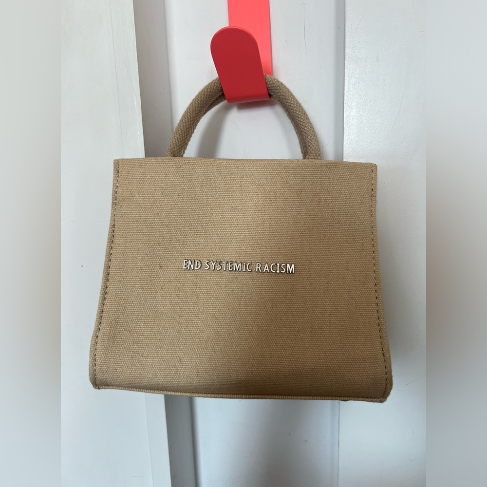Brandon Blackwood NWOT END SYSTEMIC RACISM beige mini purse